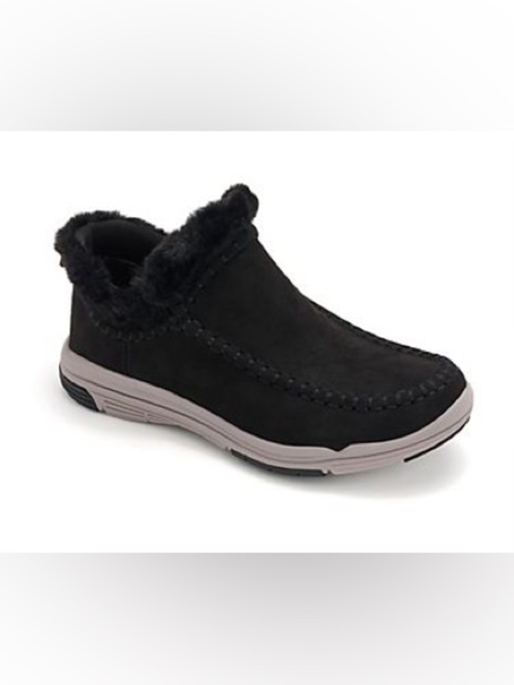 Ryka Black Ariana Suede Faux Fur Lined Slip-On Casual Shoe
